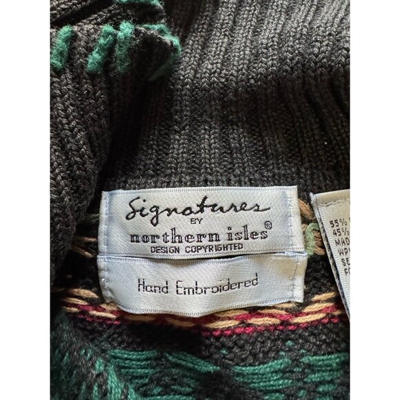 Signatures Northern‎ Isles Hand Knit Button Cabincore Sweater Cardigan Size XL - Picture 3 of 13